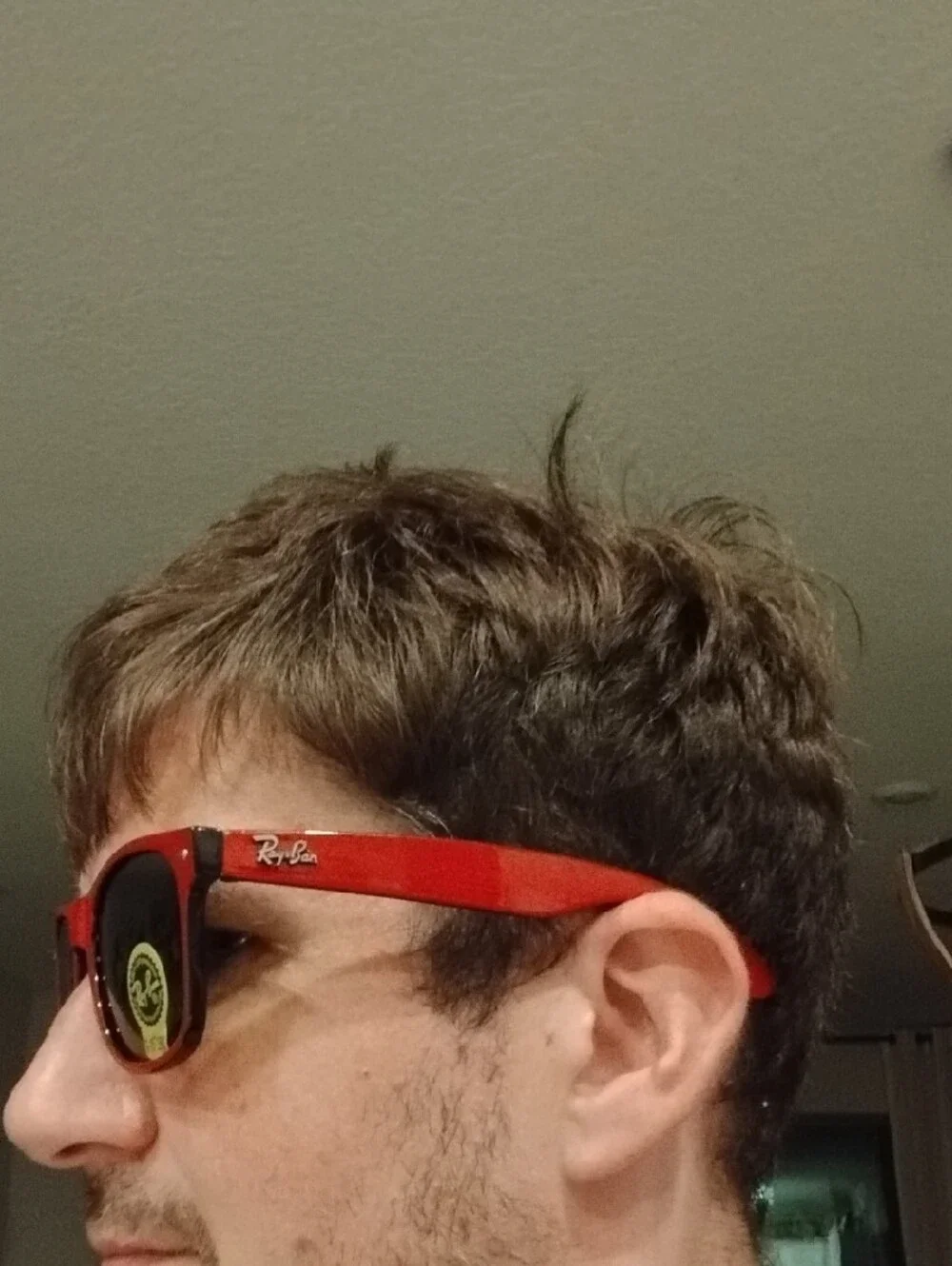 Ray-Ban Wayfarer Red Frame Sunglasses with Green Lenses